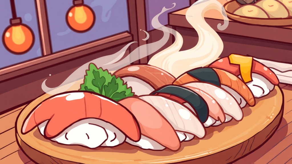 스시 맛집 선택 기준 (cartoon 스타일)
