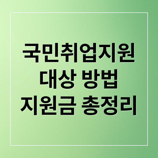 국민취업지원
대상 방법
지원금 총정리 (국민취업지원제도 신청 성공 가이드 한눈 정리)