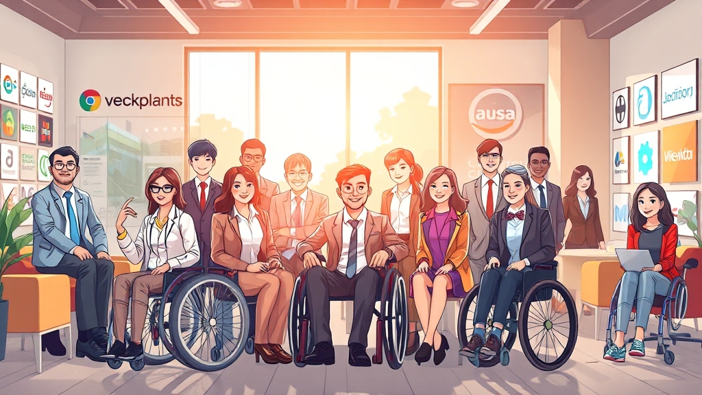 장애인 일자리 사업 지원 조건 (illustration 스타일)