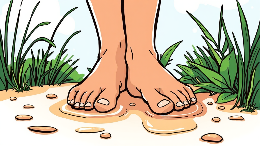 맨발 걷기 후 발 관리: 건강한 발을 위한 마무리 (cartoon 스타일)