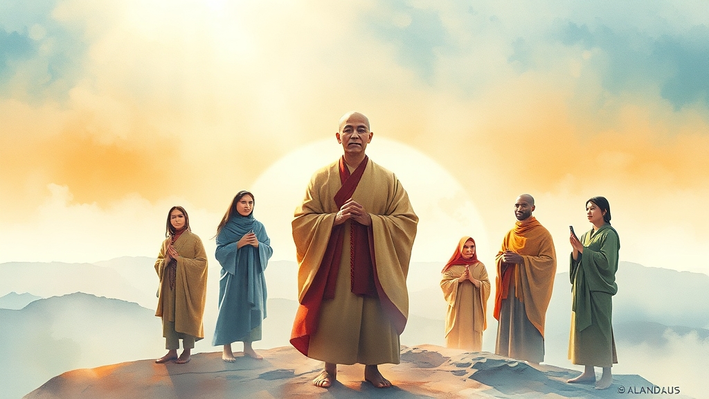 특정 상황별 스님 꿈 해석 (watercolor 스타일)