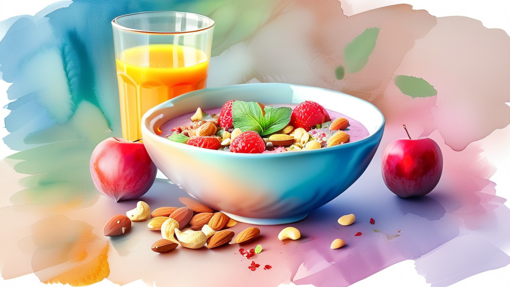 건강하게 즐기는 단백질 견과류 다이어트 식단 구성 팁 (watercolor 스타일)