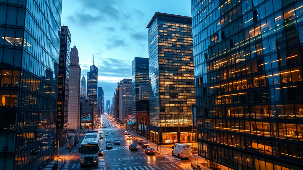 기업 수요 변화와 오피스 임대료 상관관계 (realistic 스타일)