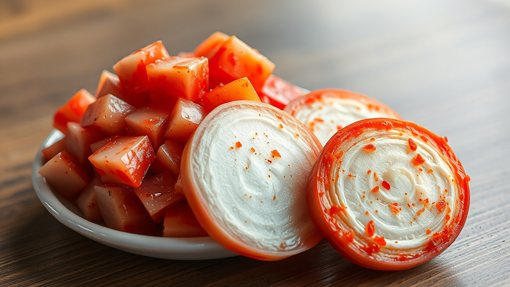 석박지 vs 깍두기: 핵심 차이 (realistic 스타일)