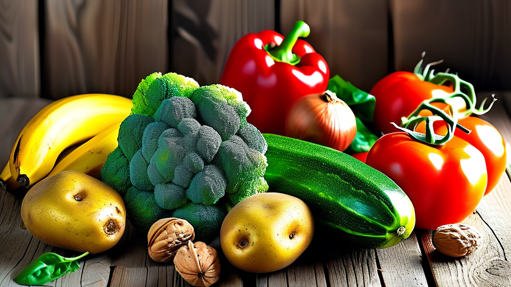 칼륨이 풍부한 음식으로 똑똑하게 체중 관리하기 (realistic 스타일)