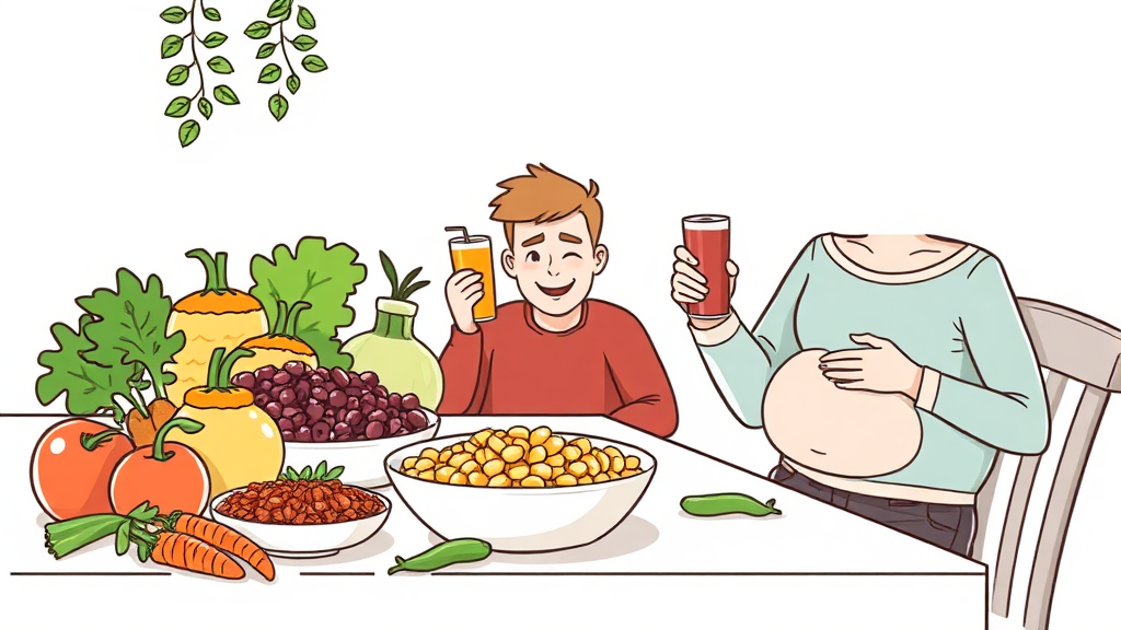 식습관, 복부팽만의 숨겨진 주범 (illustration 스타일)