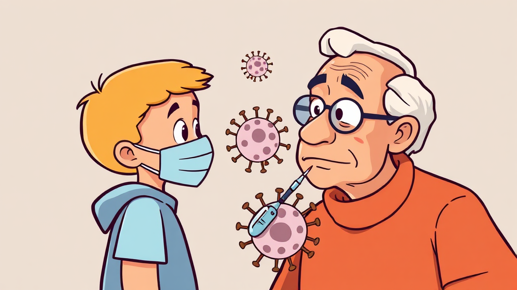 독감 유행 확산 (cartoon 스타일)