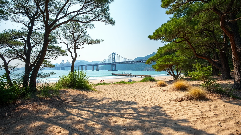 목포 맨발길 현황 (realistic 스타일)