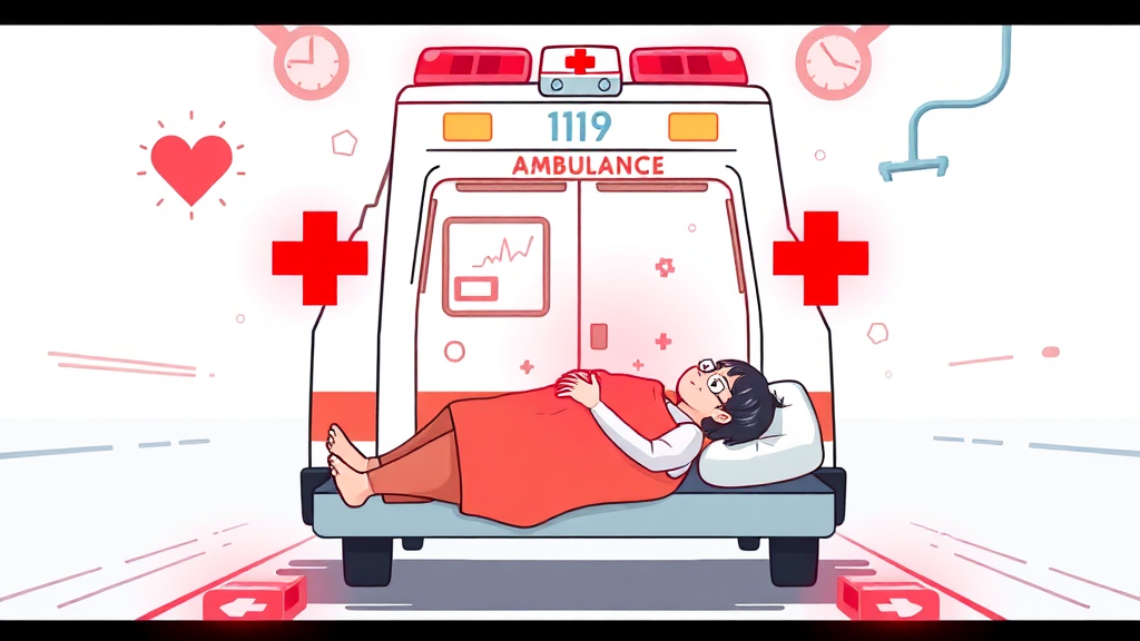 심근경색 응급처치 (illustration 스타일)