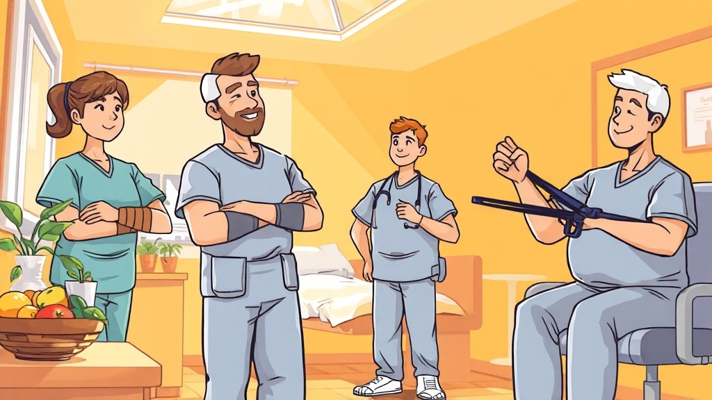 통증 완화 및 신체 기능 회복 (cartoon 스타일)