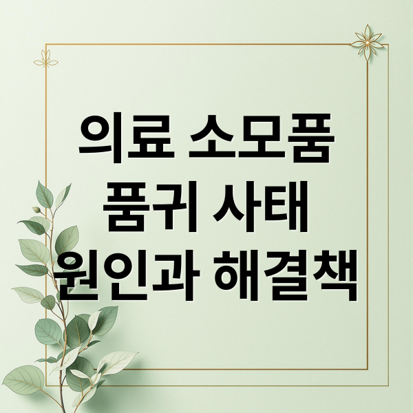 의료 소모품
품귀 사태
원인과 해결책 (의료 소모품 재고 위기)