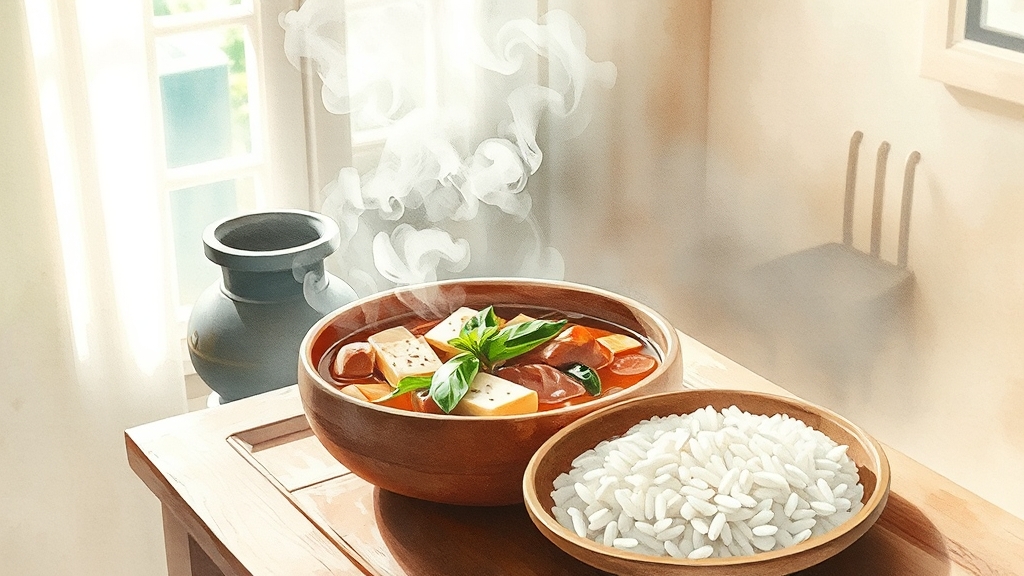 맛있는 된장찌개 완성! (watercolor 스타일)