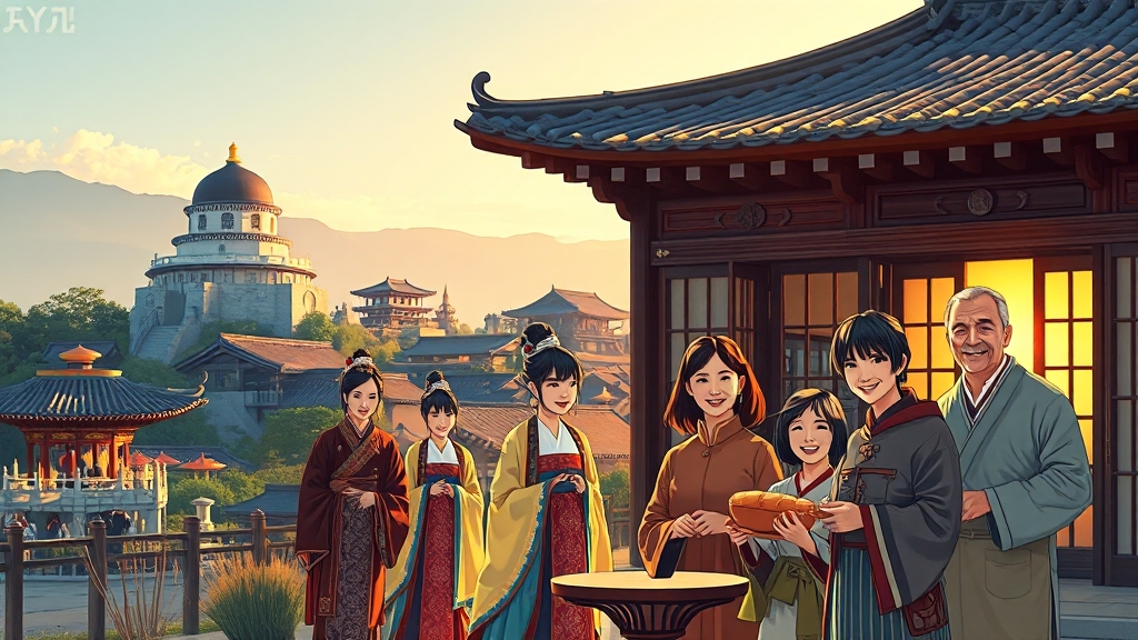 황혼기 여행의 매력, 남해와 경주에서 찾는 노년의 힐링 명소 4 경주, 역사 속으로 떠나는 여행 (illustration 스타일)