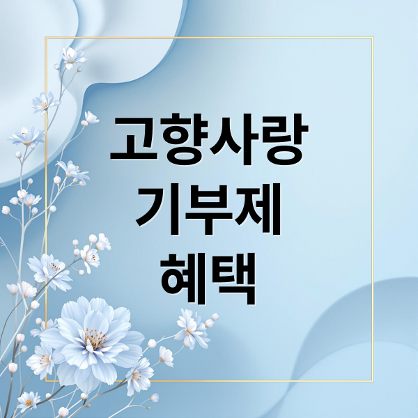 고향사랑
기부제
혜택 (고향사랑 기부제 방법 답례품 세액공제)