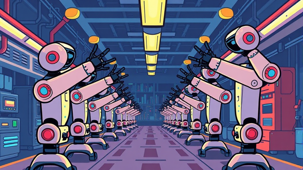 AI 시대, 한국 제조업 생존 전략 6 AI 기반 생산성 혁명 필요 과제 (cartoon 스타일)