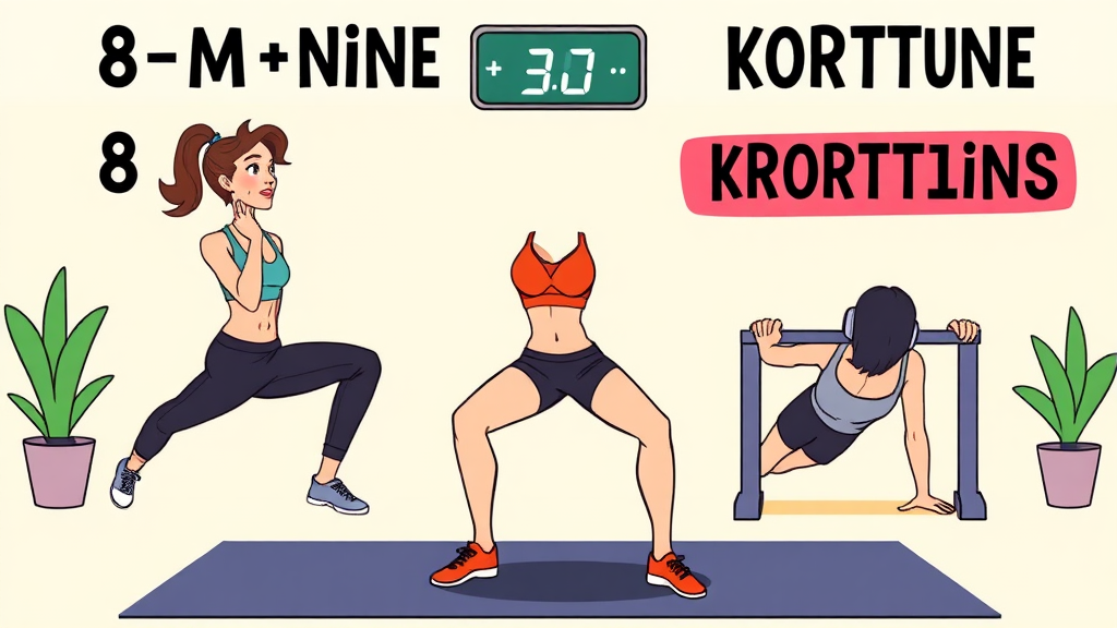8분 전신 운동: 짧고 강력한 루틴 (cartoon 스타일)