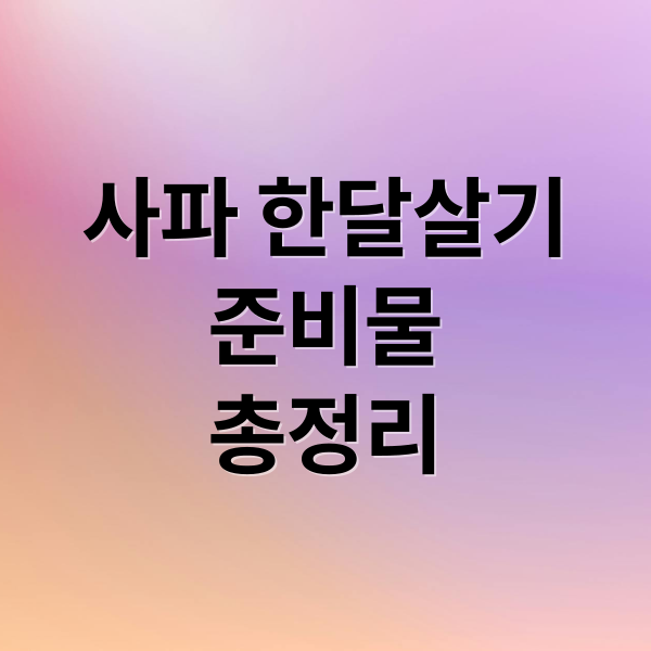 사파 한달살기
준비물
총정리 (사파힐링 한달살기)