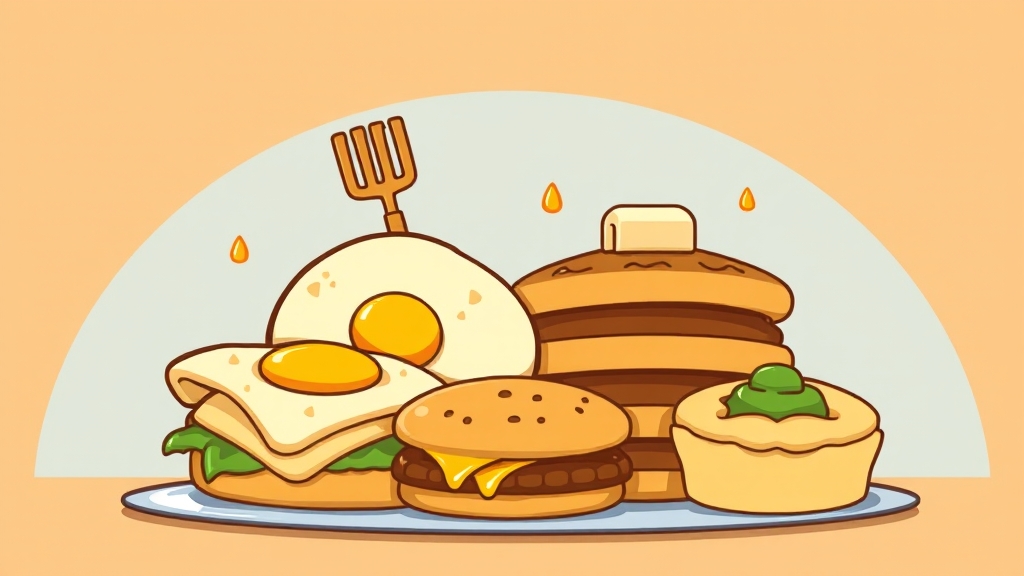 맥모닝 맛있게 즐기는 방법 (조합 추천) (cartoon 스타일)