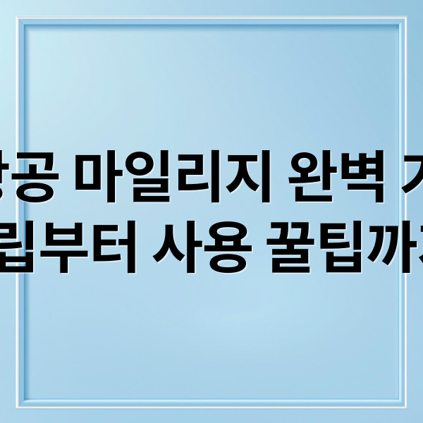 대한항공 마일리지 완벽 가이드: 적립부터 사용 꿀팁까지! (대한항공 마일리지 사용방법)