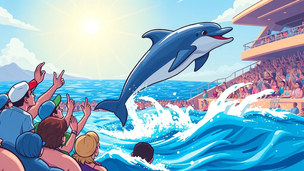 돌고래 & 바다사자 쇼 정보 (cartoon 스타일)