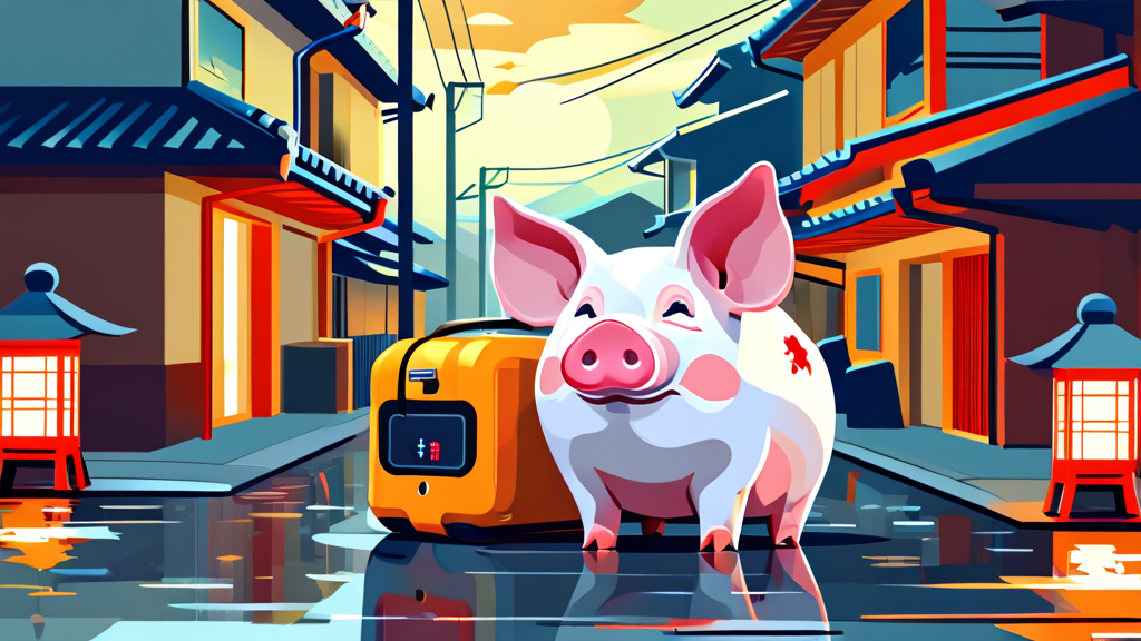 전자기기 필수템: 멀티 어댑터와 보조 배터리 (illustration 스타일)