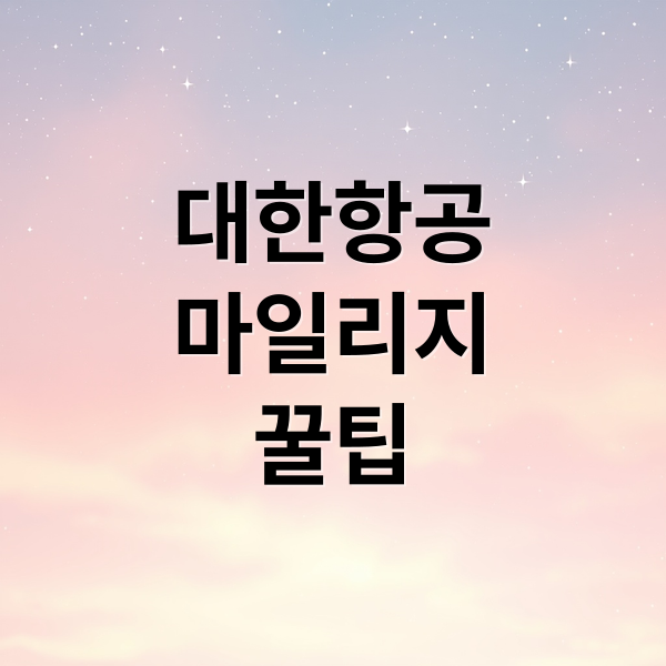 대한항공
마일리지
꿀팁 (대한항공 마일리지 사용방법)