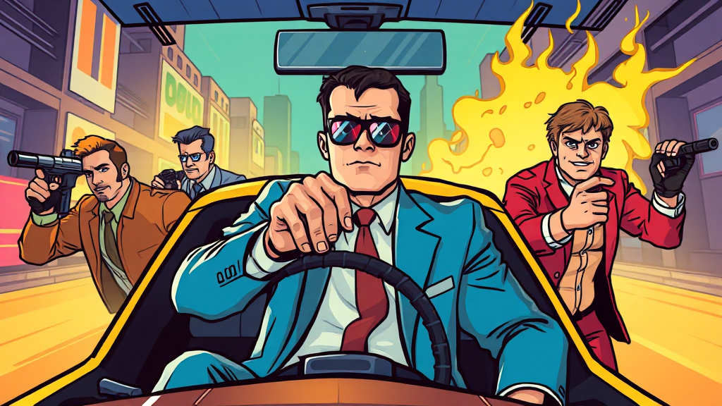 관전 포인트: 액션, 스토리, 연출 (cartoon 스타일)