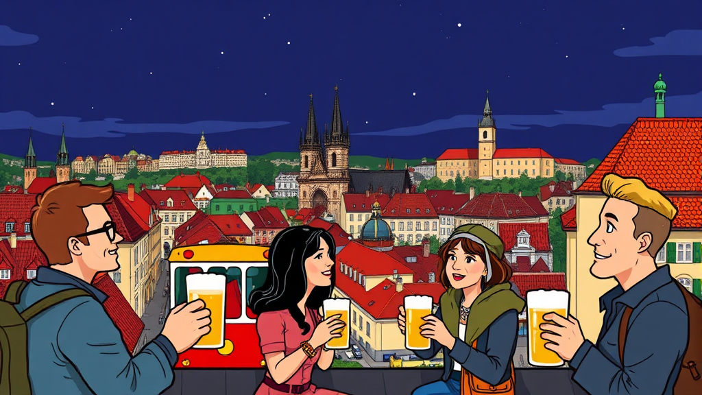 주변 관광 정보 및 편의시설 (cartoon 스타일)