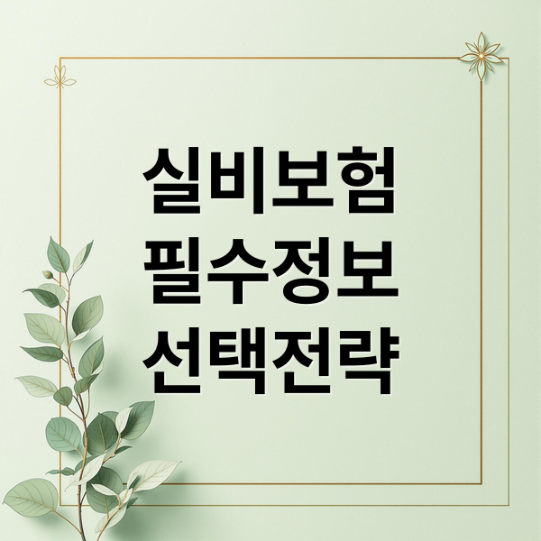 실비보험
필수정보
선택전략 (실비보험 가입 3가지 팁)