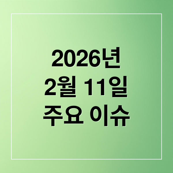 2026년
2월 11일
주요 이슈 (2026년 2월 11일 오늘의 주요 뉴스)