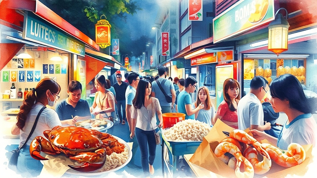 맛집 탐방: 길거리 음식 천국 (watercolor 스타일)