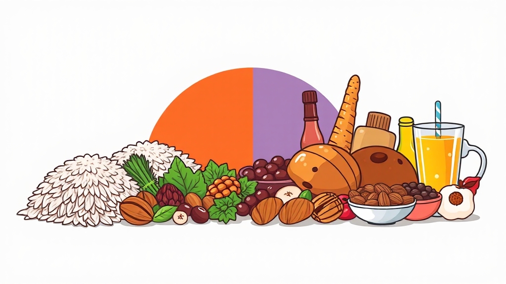 고GI/저GI 식품 비교 (cartoon 스타일)