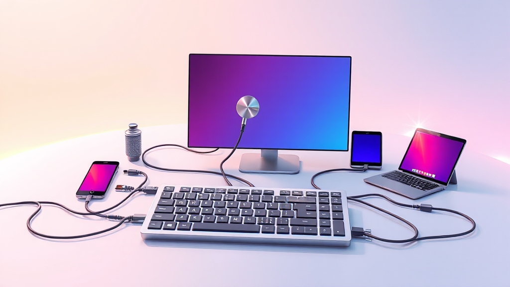 연결 방식 (유선/무선) 및 사용 편의성 (illustration 스타일)