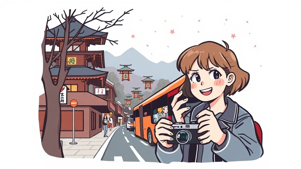 교토 버스투어 예약 및 이용 꿀팁 (illustration 스타일)