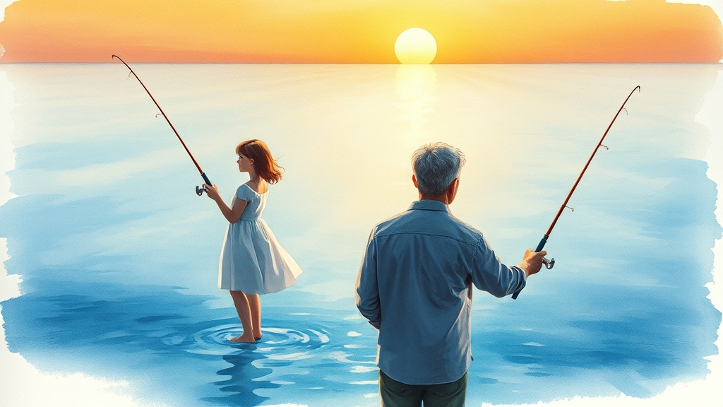 힐링과 성장: 낚시 콘텐츠 소개 (realistic 스타일)