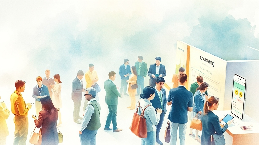 쿠팡 채용 박람회 & 지원 방법 (watercolor 스타일)