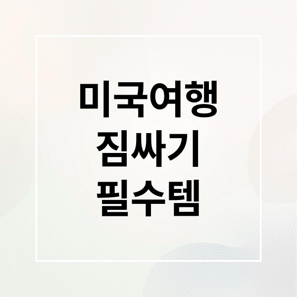 미국여행짐싸기필수템 (미국 여행 짐 체크리스트)