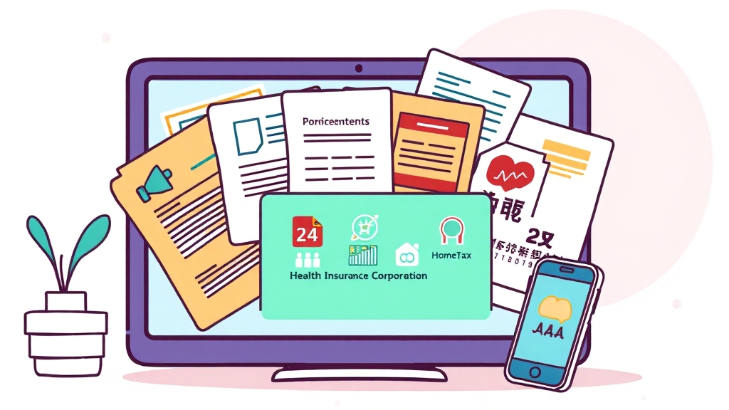 온라인 발급 사이트 및 서비스 (cartoon 스타일)