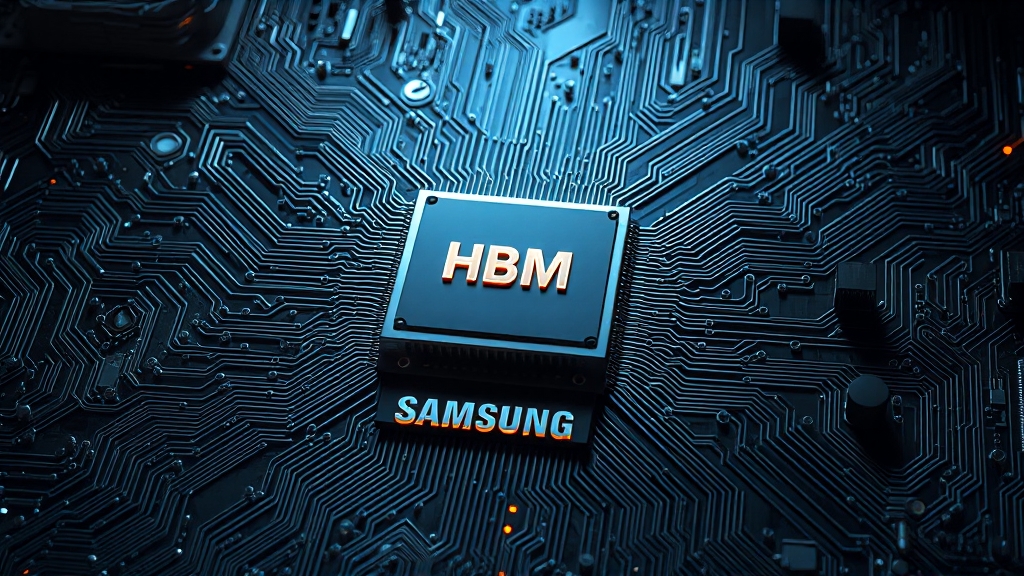 삼성전자 HBM: 기술 현황, 문제점 및 전망 (illustration 스타일)