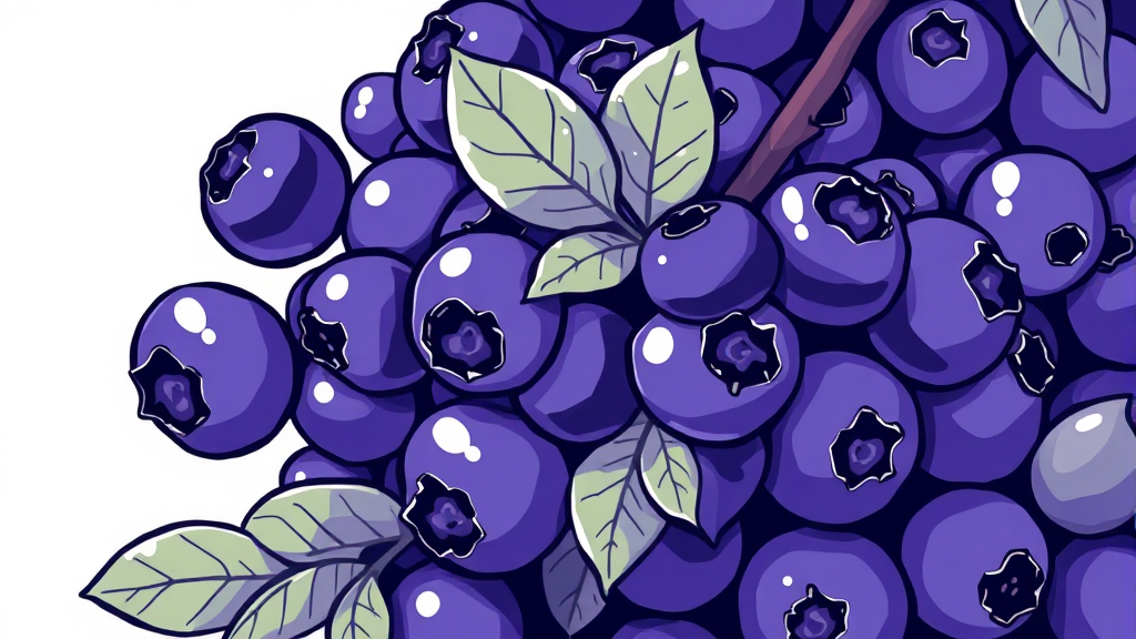 블루베리: 항산화 성분의 보고 (illustration 스타일)