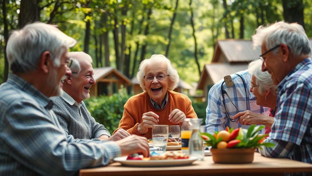 실버타운 시설 및 서비스 (realistic 스타일)