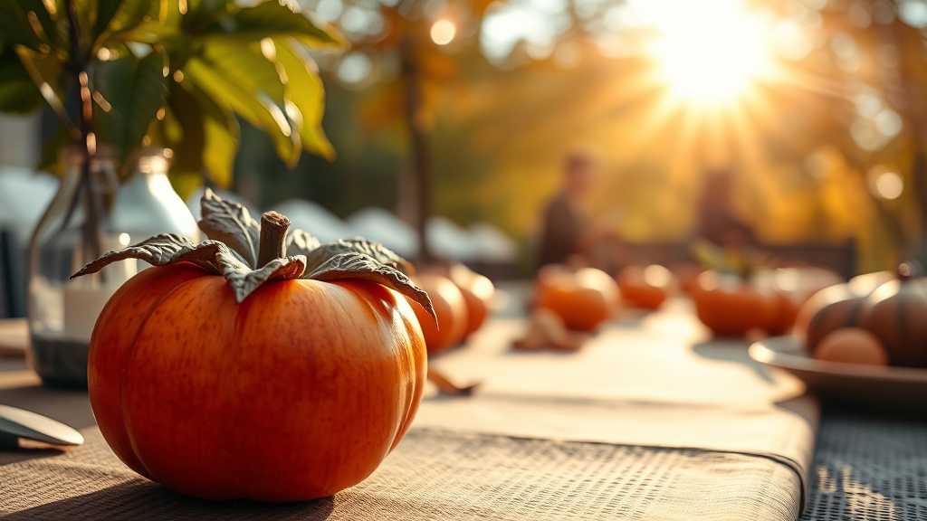 홍시, 건강하게 즐겨요! (realistic 스타일)