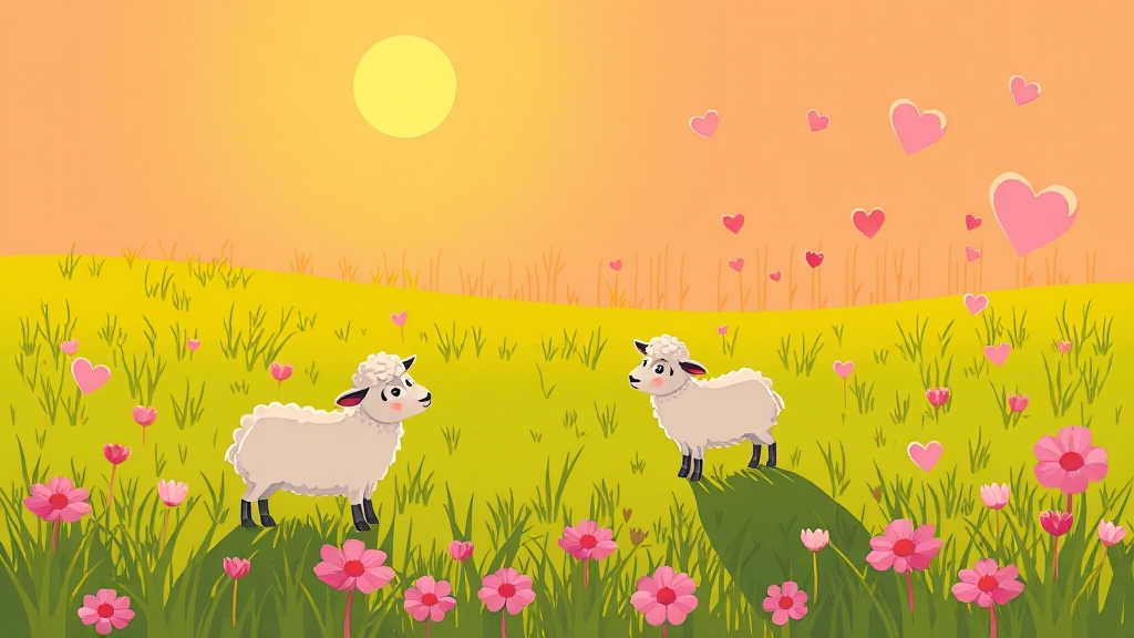 2026년 양띠 애정운: 따스한 사랑이 가득 (cartoon 스타일)