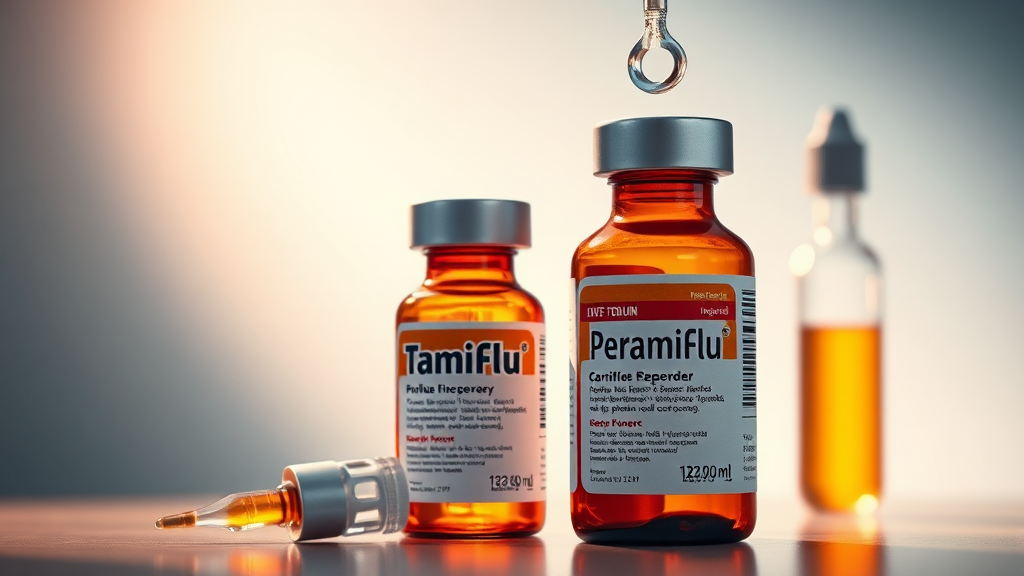 독감 치료: 항바이러스제 및 수액 효과 (realistic 스타일)