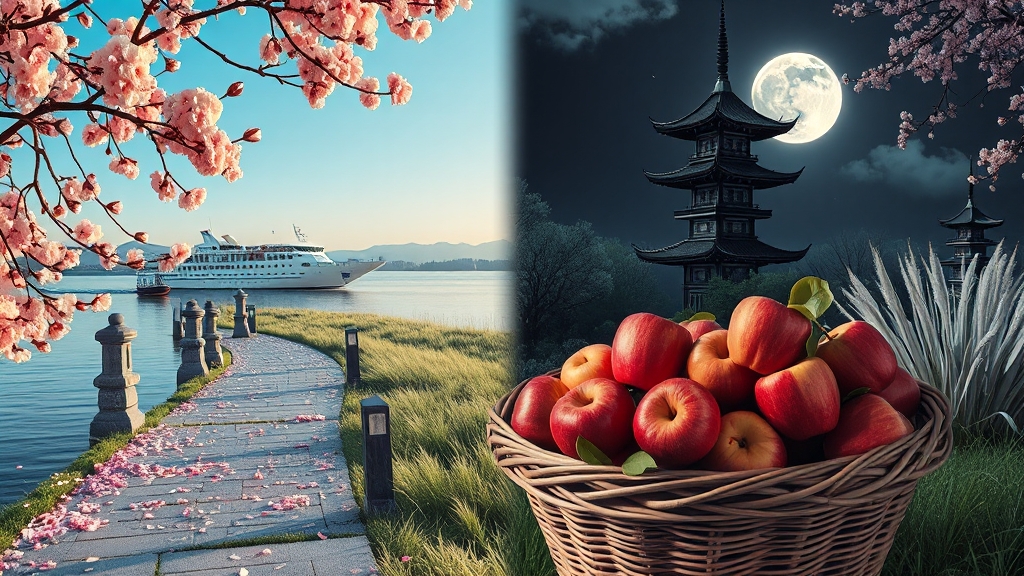 충주 사계절 풍경 (realistic 스타일)