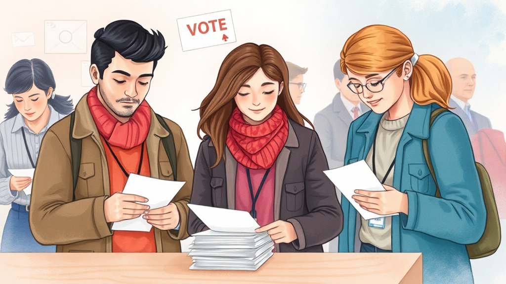 사전투표, 어떻게 진행될까요? (관내/관외) (watercolor 스타일)