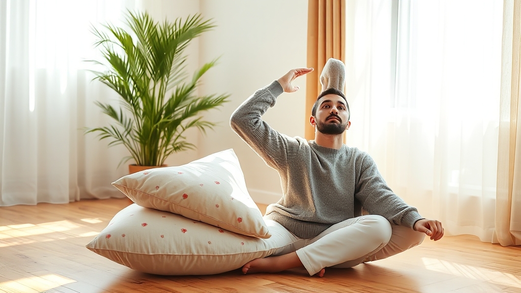 목 아픔 예방 및 자세 교정 (realistic 스타일)