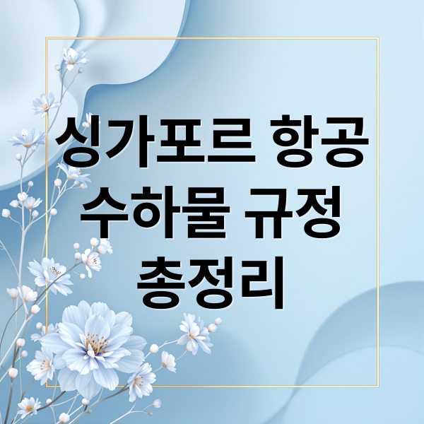 싱가포르 항공
수하물 규정
총정리 (싱가포르 항공 수하물 규정)
