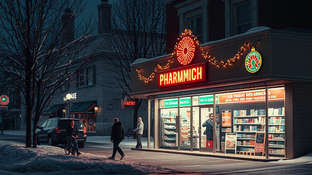 휴일/야간 약국 이용 팁 (realistic 스타일)