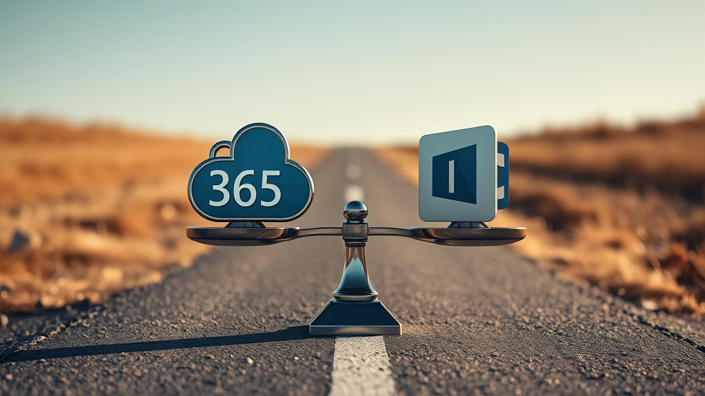 MS 오피스 365 vs 영구 버전 (realistic 스타일)